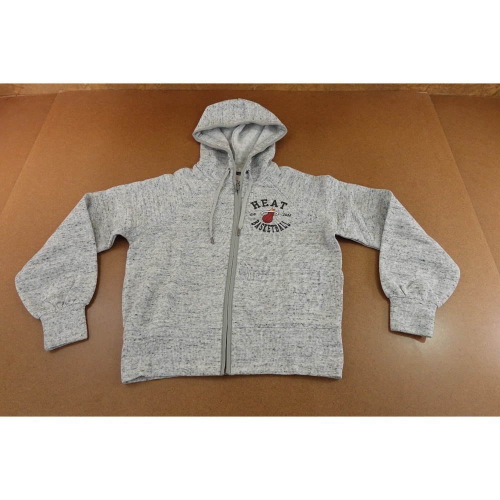 Miami Heat Wear Erin Andrews Womens Size Medium Gray Knit Full Zip Hoodie NWT